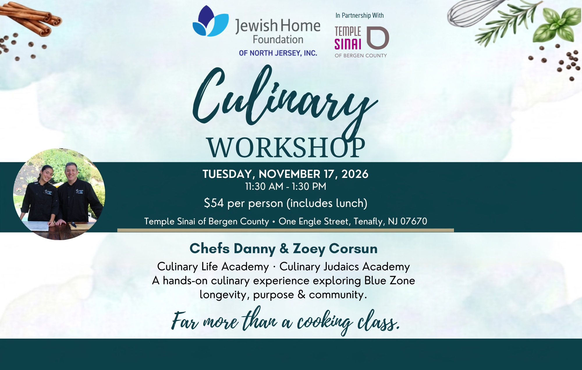 culinary flyer horizontal format temple sinai