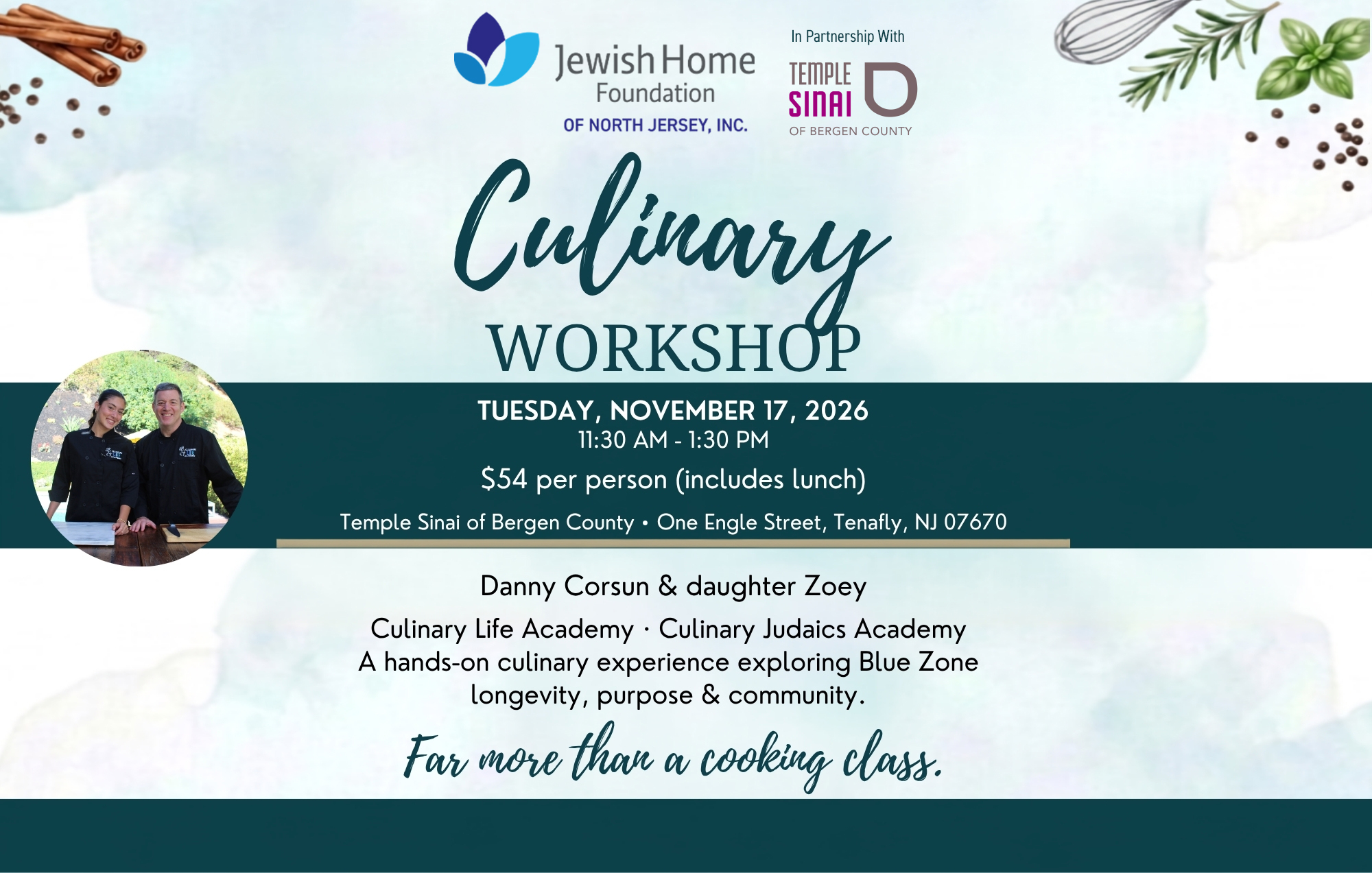 culinary flyer horizontal format temple sinai